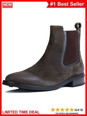Women's Suede Chelsea Ankle Boots Block Heel Round Toe Leather Lined